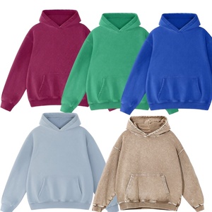 Custom Regular Fit Acid Wash Eco-Friendly 370g <b>Fleece</b> Heavyweight Vintage Pullover Hoodie OEM ODM Streetwear Sweatshirt - Product Image 4