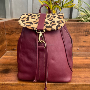 Nouveau design tendance sac à dos à cordon extérieur en cuir véritable pour garçons filles sac à dos en cuir de vachette imprimé léopard de luxe de haute qualité - Product Image 2