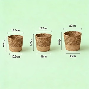 Ensemble de 3 jardinières en rotin tressé à la main pour plantes d'intérieur et d'extérieur, magnifiques jardinières pour balcon et terrasse, vente en gros depuis l'Inde - Product Image 2
