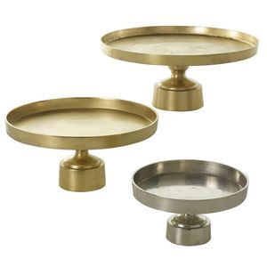 Support à gâteau moderne en aluminium doré, plateau rond sur piédestal pour desserts, centre de table pour mariage, anniversaire, fête - Product Image 3