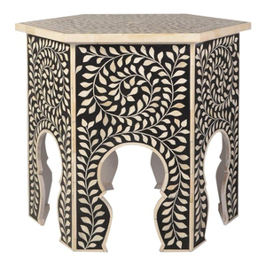Table d'appoint octogonale sculptée à la main, style antique, en bois, pour la décoration du salon – Meuble d'appoint complexe très prisé - Product Image 2