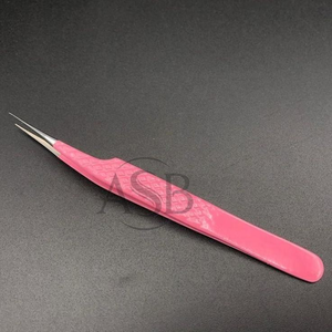 Pince à épiler professionnelle japonaise en acier inoxydable pour extensions de cils, rose pâle, pointe fine, marque privée - Product Image 2