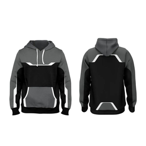 Sweat-shirt à capuche pour homme, color-block rouge, blanc, noir, décontracté, tricoté en polyester, pour l'automne - Product Image 3