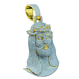 Pendentif Visage de Jésus en Argent Plaqué Or 18K avec Moissanite VVS Couleur D, Style Hip Hop Luxe Personnalisé pour Hommes - Product Image 4