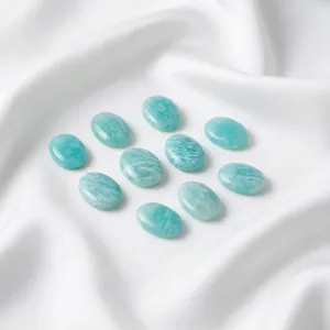 Cabochon ovale en amazonite naturelle, pierre précieuse en vrac de haute qualité, polie et calibrée, vente en gros pour la création de bijoux minimalistes - Product Image 5