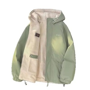 Winter Fashion Trend <b>Thick</b> <b>Fleece</b> Warm Hooded <b>Jacket</b> Men's Casual Loose Sports Plus Large Size High Quality Zipper Breathable - Product Image 2