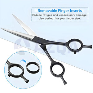 Premium Quality Stainless Steel Black Barber Hair Cutting Scissors with PU <b>Leather</b> <b>Pouch</b> Professional Salon Shears <b>Tool</b> - Product Image 6