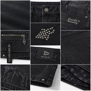 กระโปรงยีนส์ Cyber Cargo Denim Skort สำหรับผู้หญิง รุ่น Y2K สีดำฟอก ทรงมินิสั้นเอวต่ำ พร้อมกระเป๋าซิป และดีไซน์สไตล์สตรีทแวร์ - Product Image 4