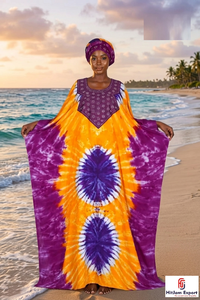 Vestido Kaftán Estampado Personalizado para Mujer, Traje de Playa Holgado, Ropa de Verano de Tela Ligera, Ideal para Vacaciones en Resorts y en la Isla - Product Image 6
