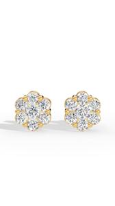 Elegantes Pendientes de Diamantes Cultivados en Laboratorio con Corte Redondo en Oro de 18K que Ofrecen un Brillo Radiante y un Estilo Sofisticado Atemporal - Product Image 3