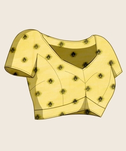 Sari de otoño reversible de viscosa y seda de diseño propio para mujer KV, estilo Bollywood, con blusa sin coser (amarillo) - Product Image 3