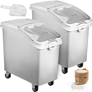 Contenedores de Harina para Cocina de Restaurante de 21 Galones, Aptos para Alimentos, 2 Contenedores para Ingredientes con Ruedas para Almacenamiento de Arroz - Product Image 1