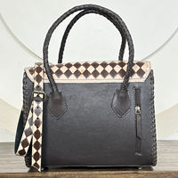 Sac fourre-tout en cuir artisanal haut de gamme, nouveau design en cuir à carreaux, sac à main avec panneau en cuir de vache unique pour femmes