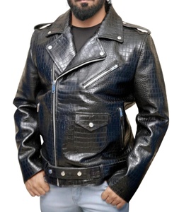 Leather Jacket <b>Men</b> Custom Premium Quality Embossed on Genuine Goatskin Leather Supplier Custom Brand logo - Product Image 1