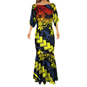 Robes de soirée formelles pour femmes, à manches courtes, style mexicain, imprimé floral, hawaïennes - Product Image 3