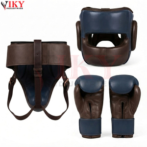 Équipement d'entraînement de combat d'arts martiaux personnalisé avec fermeture auto-agrippante bicolore marron et bleu, ensembles de boxe à marque privée - Product Image 2