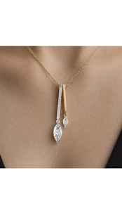 Pendentif Marquise de Luxe en Or Pur 18 carats avec Diamant de Laboratoire Couleur D de 1,21 ct + 0,14 ct de Diamants de Laboratoire pour Femme – Vente en Gros - Product Image 2