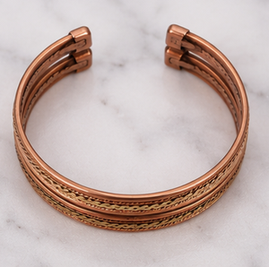 Premium Dual Band <b>Rope</b> Twist Pure Copper Open Cuff <b>Bracelet</b> Fashionable Metal Jewelry Exquisite Embossed Design - Product Image 2