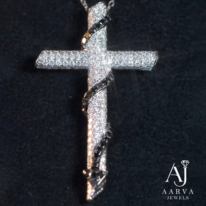 Hip Hop <b>Cross</b> Charm Pendant <b>Necklace</b> Rose Gold Plated <b>Silver</b> Moissanite Zircon Micro Insert Unisex Party Jewelry - Product Image 3