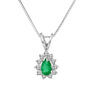Colgante de Diamante en Forma de Pera de 0.35 CT con Halo, Chapado en Rodio, Oro de 14K, Unisex - Product Image 1