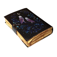 Journal artisanal vintage en cuir véritable avec motif hibou, idéal pour la lecture religieuse, le Wicca et la sorcellerie