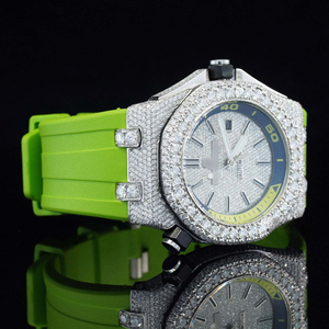 Montres-bracelets pour hommes, style Hip-Hop, avec cadran serti de diamants Moissanite, mouvement mécanique ETA, bracelet en caoutchouc mixte de 6 mm, bracelet de 18 mm - Product Image 2