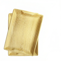 Plateaux carrés jetables écologiques en feuilles de palmier 14 x 10 pouces, plateaux de service biodégradables, vaisselle jetable carrée pour la restauration