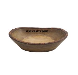 Frutero de madera con acabado Natural, cuenco portátil lavable para servir, hecho a mano para sopa cuenco, artículo de regalo promocional para la empresa - Product Image 1