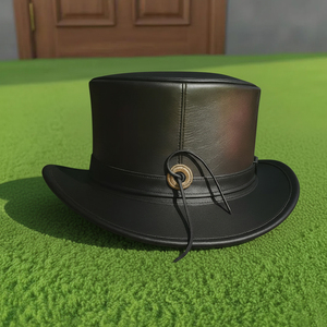 Sombrero de copa de cuero hecho a mano de primera calidad, estilo Steampunk, para cosplay, gótico, festivales, regalo. - Product Image 4