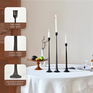 Modern Black Iron Taper Candle Holder Set <b>Tall</b> Decorative <b>Candlestick</b> Stand Nordic Table Centerpiece for Home Wedding Decor - Product Image 3
