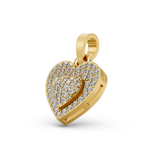 Collier pendentif cœur en diamant de laboratoire, or jaune 14 carats plaqué rhodium, double couche, diamant taille brillant pavé, cadeau pour femme, bijou raffiné - Product Image 6