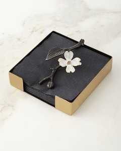 Boîte à mouchoirs en papier noir de style oriental avec motif de fleurs blanches, porte-serviettes décoratif fait à la main pour la maison ou la table d'hôtel - Product Image 1