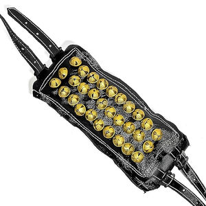 Bracelets de cheville en cuir plaqué laiton noir avec clochettes pour la danse classique Bharatanatyam Kathak avec sangle en cuir réglable et Ghungroo - Product Image 1