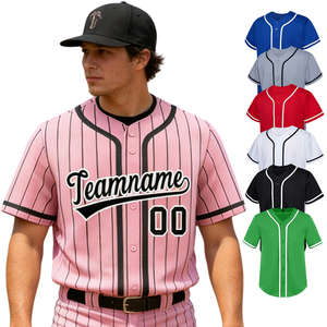 Maillot de baseball personnalisé à manches courtes, col en V, séchage rapide, uniforme d'équipe, logo personnalisé, nom, numéro, vente en gros, fabricant OEM ODM - Product Image 1