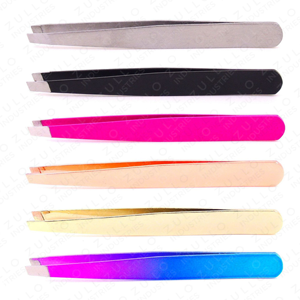 6PCS Multi Color Stainless Steel Slant Tip Eyebrow Tweezers Set Precision Plucking Beauty <b>Makeup</b> <b>Tools</b> OEM - Product Image 6