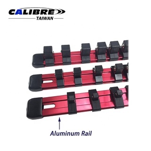 TAIWAN CALIBRE 3PC 1/4 "& 3/8" & 1/2 "Dr. Metal Socket Rail Holder Organizador Juego de bandejas, Organizador de llaves de vaso - Product Image 4