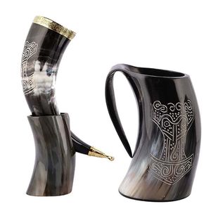 Gobelets viking en corne de buffle naturelle faits à la main, vente en gros, personnalisables, pour bière et hydromel - Product Image 1