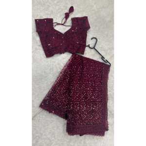 Hermoso Sari con Lentejuelas y Bordado Dori para Fiestas, Vestido Elegante - Product Image 1