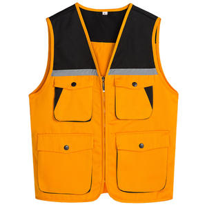 PLAYER'S POINT High Visibility Work <b>Vest</b> CE/EU Certified Waterproof Red Navy Reflective Stripes Zipper Closure Unisex Polyester - Product Image 4