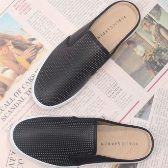 Men's Punching Bloafer Leather Slippers Shoes Mules Sneakers