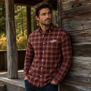 Custom Men's Long Sleeve Plaid Flannel Shirt Regular Fit Casual 100% Cotton Winter Woven Fabric Heat-Transfer Printed <b>Button</b> - Product Image 3