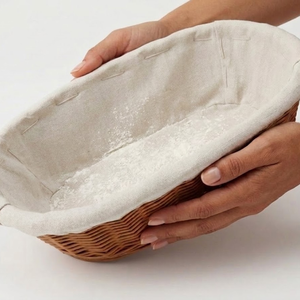 Oval Lined Banneton 1kg Handmade <b>Bread</b> Proofing <b>Basket</b> with Cotton Liner for Sourdough Baking Full Set - Product Image 3