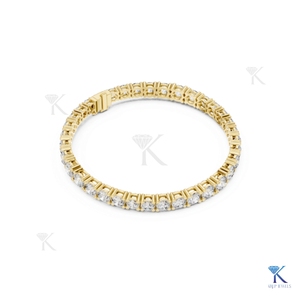 <b>Solid</b> <b>Gold</b> Filled Brilliant Cut Lab Grown Diamond Tennis Bracelet 14K Fine Unisex Luxury Bridal Jewelry Party Gift KRUP JEWELS - Product Image 4