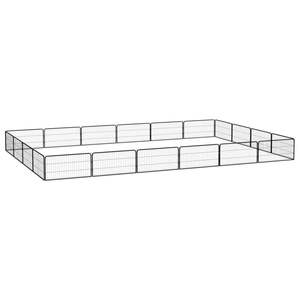 คอกสุนัขเหล็กเคลือบผงสีดำ 20 แผง พร้อมประตูและรั้วสำหรับสัตว์เลี้ยง - Product Image 1