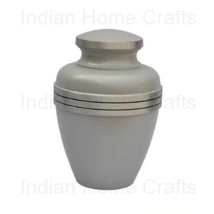 Metal Adult Cremation Urn Silver Finished Memorial <b>Keepsake</b> Urn Tabletop <b>Ashes</b> Crematory Urn With Band - Indian Home Crafts - Product Image 2