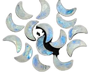 Pierre de lune arc-en-ciel naturelle 8 pièces bijoux croissant de lune pierre de lune pour bijoux taille 7x18mm pierre de lune arc-en-ciel - Product Image 3