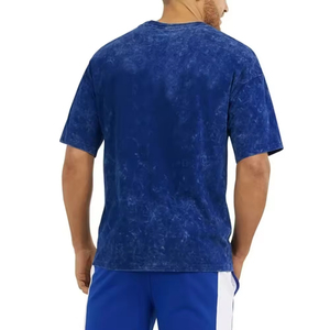 High Quality Acid Wash Front Logo T-Shirt for Men Custom Printing Oversized <b>Knitted</b> 100% Cotton OEM Wholesale Service - Product Image 2