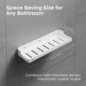 Ventilated <b>Shower</b> Rack Wall Mounted Dual Layer Metal Holder Heavy Duty Bathroom Storage Caddy Dual Tier Hardware Silver Finish - Product Image 4