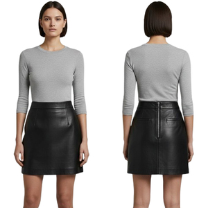 Mini-jupe crayon vintage noire en similicuir satiné, taille haute, sur mesure pour femme, sexy, ajustée, décontractée, pour soirée ou club, avec fermeture éclair - Product Image 5