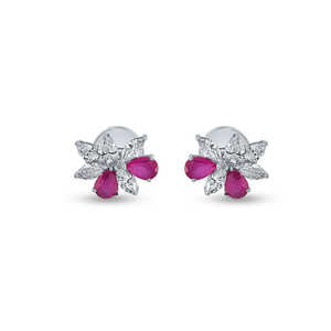 Boucles d'oreilles Rubis Diamant Marquise - Product Image 5
